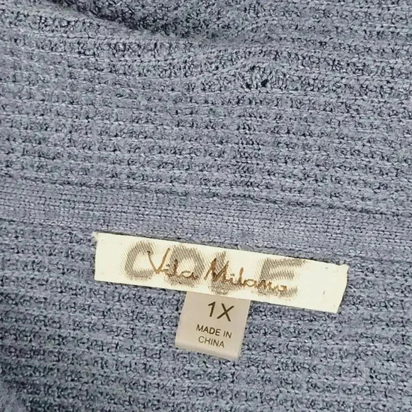 Chico's Women's Blue V-Neck Hoodie Sweater Plus 1X 30CT - Picture 4 of 7